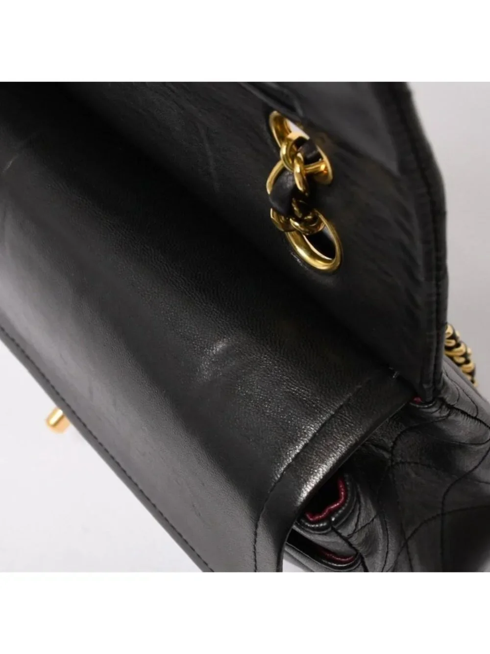 Chanel Quilted 25 Double Flap Chain Shoulder Bag Lambskin CC Logo Black